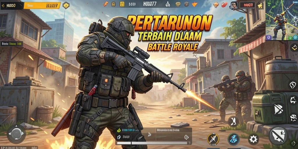 Tampilan gameplay seru dalam HUGO77 dengan momen mendebarkan Battle Royale.