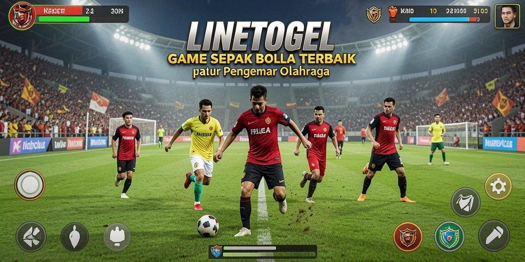 Tampilan gameplay menarik di LINETOGEL dengan aksi sepak bola nyata.