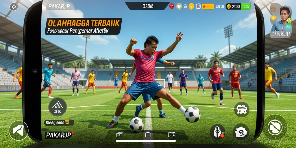 Tangkapan layar utama PAKARJP menampilkan momen seru dalam gameplay olahraga.