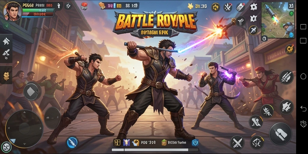 Tangkapan layar PGG68 menunjukkan aksi intens dalam pertarungan Battle Royale.